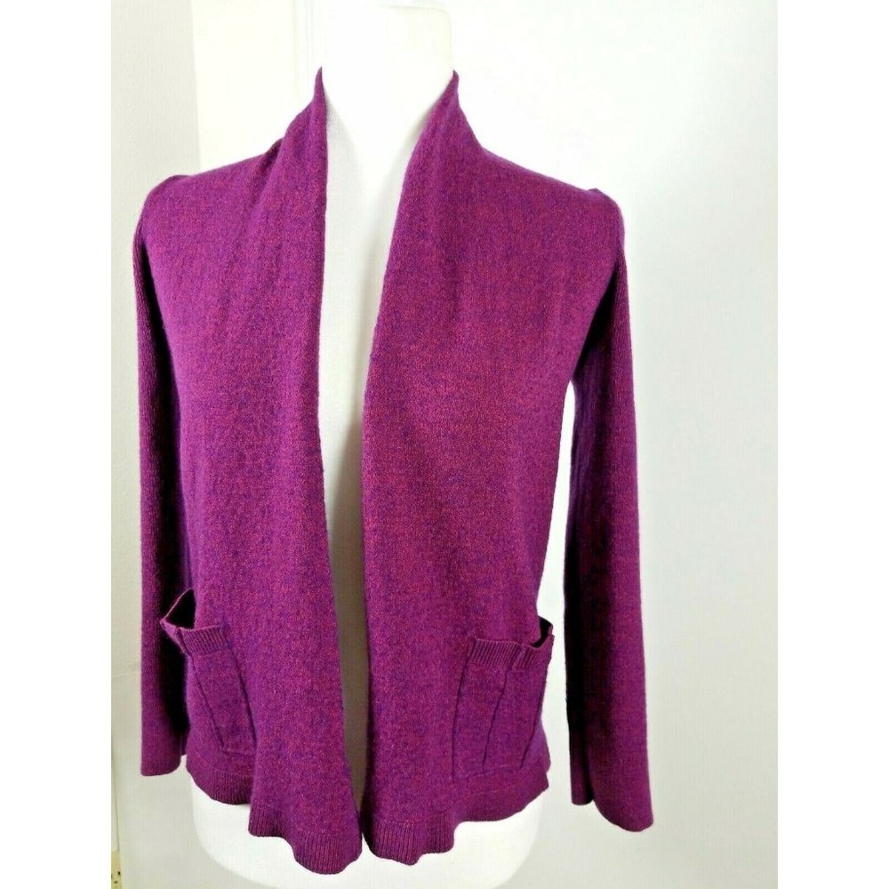 Eddie Bauer Women's Sweaters Merino Wool Purple pockets Long Sleeve Cardigan